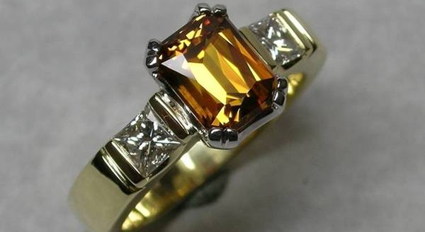 Golden sapphire and diamond dress ring