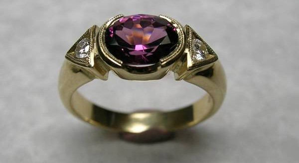 Rhodolite garnet and diamond dress ring