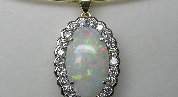 Opal and diamond pendant