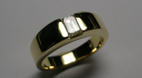 Emerald cut diamond ladies dress ring