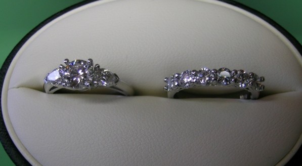 Platinum diamond engagement and wedding ring set