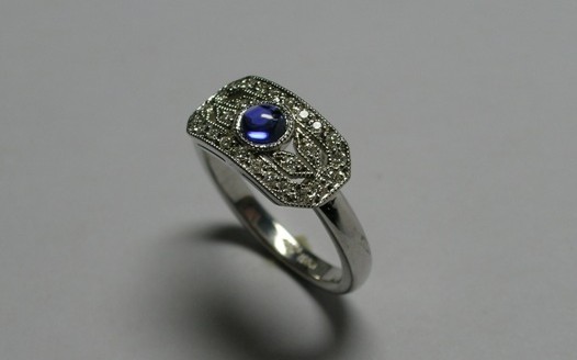 Sapphire and diamond Art Deco dress ring