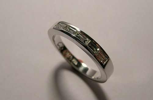 Five baguette diamond ladies wedding ring