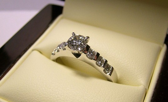 Solitaire brilliant cut diamond engagement ring