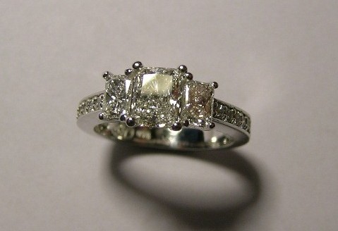 Radiant cut diamond engagement ring