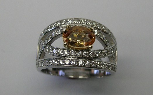 Imperial topaz and diamond contemporary style cocktail ring