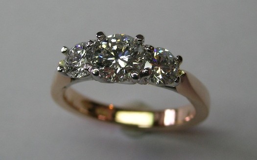 Three brilliant cut diamond engagement ring