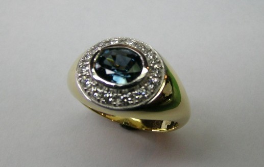 Australian parti coloured sapphire and diamond dress ring